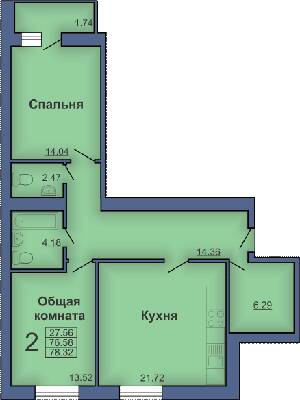 2-комнатная 78.32 м² в ЖК на ул. Мира, 18В от 17 500 грн/м², Полтава