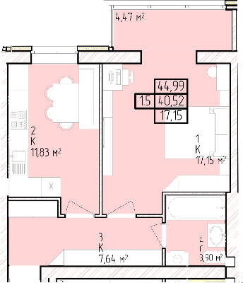 1-комнатная 44.99 м² в ЖК по пров. Героїв Бреста от 14 000 грн/м², г. Кременчуг