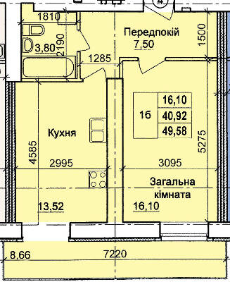 1-кімнатна 49.58 м² в ЖК по пров. Олега Кошового, 12 від 14 800 грн/м², м. Кременчук