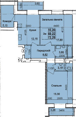 2-комнатная 72.28 м² в ЖК по пер. Олега Кошевого, 12 от 13 000 грн/м², г. Кременчуг