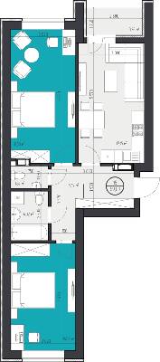 2-комнатная 69.09 м² в ЖК 3V Volkova от 18 200 грн/м², Кропивницкий