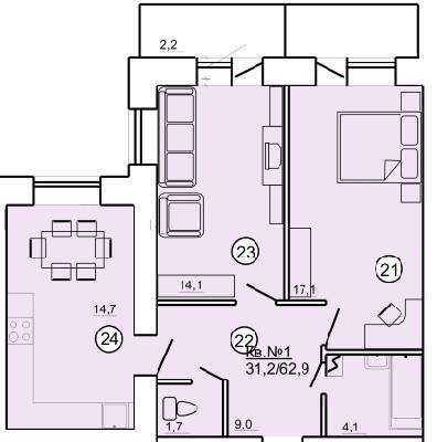 2-комнатная 62.9 м² в ЖК на ул. Данила Апостола, 19 от 14 000 грн/м², г. Миргород