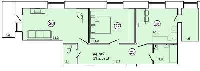 2-комнатная 67.3 м² в ЖК на ул. Данила Апостола, 19 от 14 000 грн/м², г. Миргород