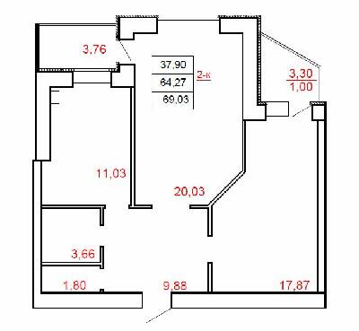 2-комнатная 69.03 м² в ЖК Остров от 13 000 грн/м², г. Миргород