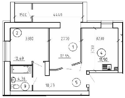 2-комнатная 55.13 м² в ЖК на ул. Труда, 1 от 12 200 грн/м², Сумы