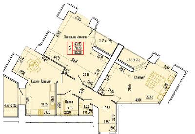 2-кімнатна 85.28 м² в ЖК Еверест від 14 000 грн/м², Суми