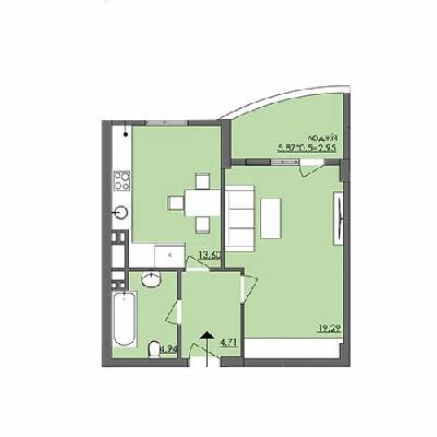 1-кімнатна 45.5 м² в ЖК Плаза Квартал від 18 450 грн/м², Херсон