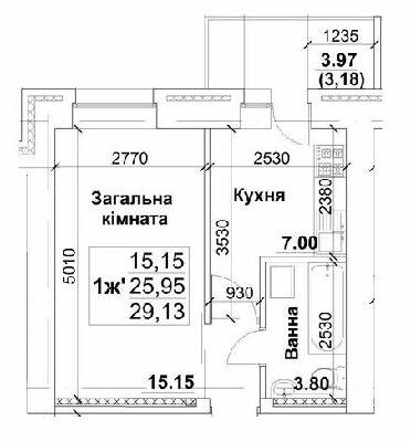 1-кімнатна 29.13 м² в ЖК на вул. Інтернаціоналістів, 35/1-35/5 від 11 100 грн/м², Суми