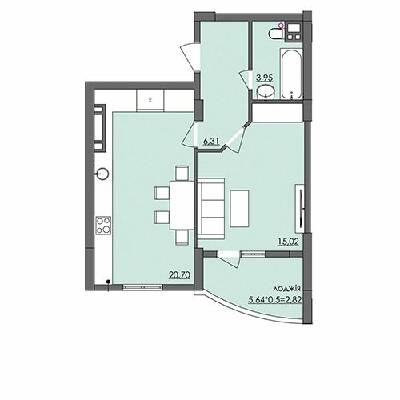 1-кімнатна 48.8 м² в ЖК Плаза Квартал від 20 450 грн/м², Херсон