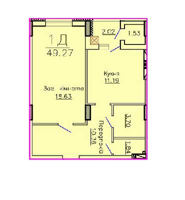 1-комнатная 49.27 м² в ЖК Панорама от застройщика, Сумы