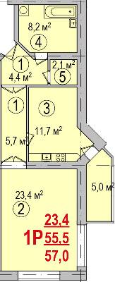 1-кімнатна 57 м² в ЖК Парк Стоун від 13 500 грн/м², Херсон