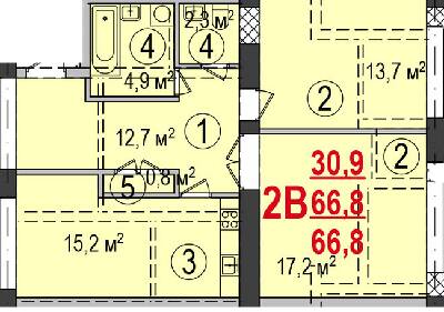 2-кімнатна 66.8 м² в ЖК Парк Стоун від 12 800 грн/м², Херсон