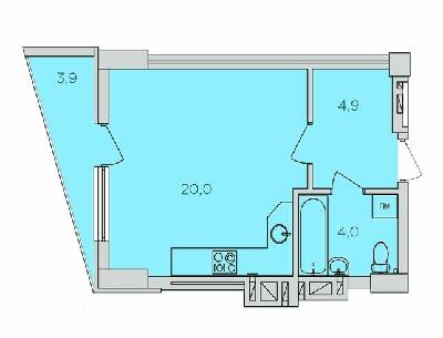 1-комнатная 30.1 м² в ЖК 360 от застройщика, Ровно