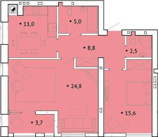 2-комнатная 70 м² в ЖК Spectrum от 14 850 грн/м², Ровно