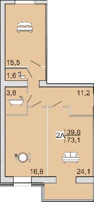 2-комнатная 73.1 м² в ЖК Сімейний Lux от 16 000 грн/м², Черкассы