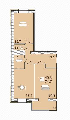 2-кімнатна 74.7 м² в ЖК Сімейний Lux від 16 000 грн/м², Черкаси