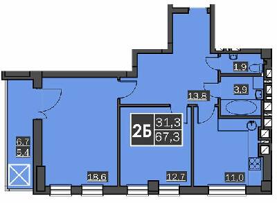 2-комнатная 67.3 м² в ЖК Bridge Tower от 19 800 грн/м², Ровно