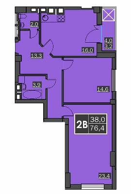 2-комнатная 76.4 м² в ЖК Bridge Tower от 19 800 грн/м², Ровно