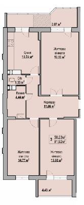 3-комнатная 91.92 м² в ЖК на вул. Гоголя, 251 от застройщика, Черкассы