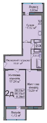 2-кімнатна 66.95 м² в ЖК на вул. Тараскова, 5 від 17 500 грн/м², Черкаси