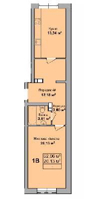 1-комнатная 52.06 м² в ЖК на ул. Вишневецкого, 18 от 16 500 грн/м², Черкассы