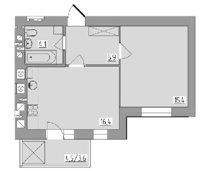 1-кімнатна 45.4 м² в ЖК Корольова від 16 800 грн/м², Рівне