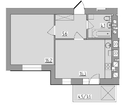 1-комнатная 45.8 м² в ЖК Королёва от 16 900 грн/м², Ровно