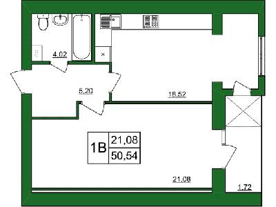 1-кімнатна 50.54 м² в ЖК Лавровий від забудовника, Рівне