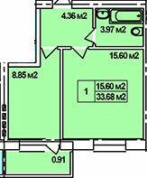 1-комнатная 33.68 м² в ЖК на вул. Коваля, 2 от 12 400 грн/м², г. Березно