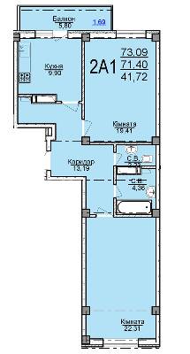 2-комнатная 73.09 м² в ЖК Пушкина от 19 000 грн/м², Черкассы