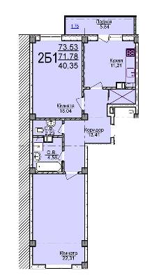 2-комнатная 73.53 м² в ЖК Пушкина от 16 500 грн/м², Черкассы