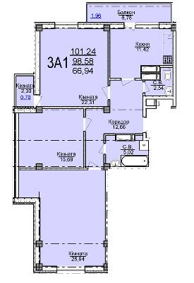 3-кімнатна 101.24 м² в ЖК Пушкіна від 19 000 грн/м², Черкаси