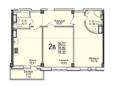 2-кімнатна 78.35 м² в ЖК Свято-Троїцький посад від 18 500 грн/м², Черкаси