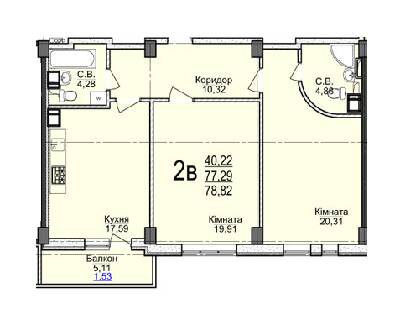 2-комнатная 78.82 м² в ЖК Свято-Троицкий посад от 15 000 грн/м², Черкассы