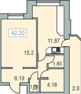 1-комнатная 42.3 м² в ЖК Новий Парковий от застройщика, Черкассы