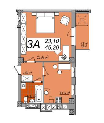 1-комнатная 45.2 м² в ЖК Олимп от 18 200 грн/м², Ровно