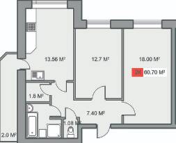 2-кімнатна 60.7 м² в ЖК Новий Парковий від забудовника, Черкаси