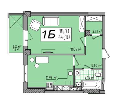 1-комнатная 44.1 м² в ЖК Олимп от 13 900 грн/м², Ровно