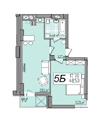 1-кімнатна 48.5 м² в ЖК Олімп від 13 900 грн/м², Рівне