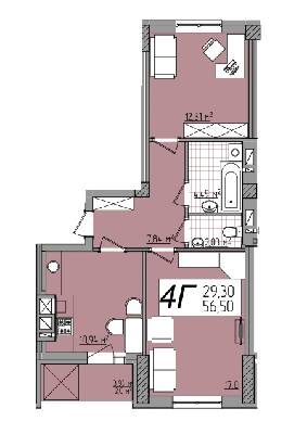 2-комнатная 56.5 м² в ЖК Олимп от 13 900 грн/м², Ровно