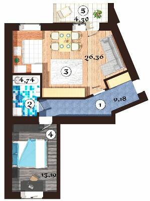 1-кімнатна 54.7 м² в ЖК Тарасова світлиця від 8 500 грн/м², м. Канів