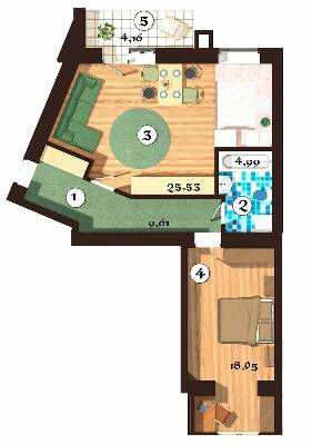 1-кімнатна 59.4 м² в ЖК Тарасова світлиця від 8 500 грн/м², м. Канів