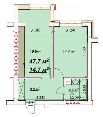 1-кімнатна 47.7 м² в ЖК Європейський від 18 850 грн/м², Рівне