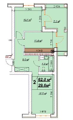 2-комнатная 62 м² в ЖК Европейский от 18 450 грн/м², Ровно