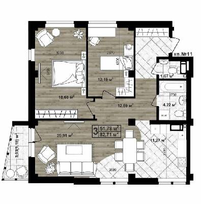 3-комнатная 84.5 м² в ЖК Paradise Life от 27 000 грн/м², Чернигов