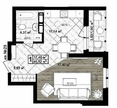 1-кімнатна 40.52 м² в ЖК Paradise Life від 26 500 грн/м², Чернігів