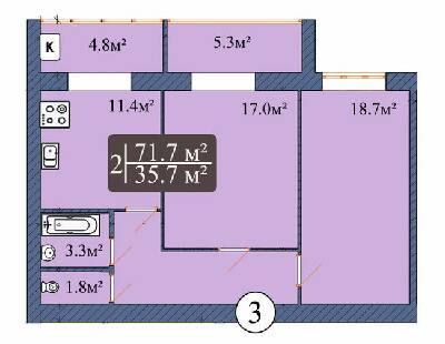 2-кімнатна 71.7 м² в ЖК Мрія від 15 800 грн/м², Чернігів