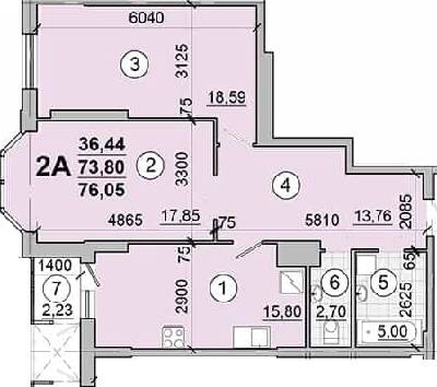 2-комнатная 76.05 м² в ЖК КиевSky от 17 400 грн/м², Чернигов