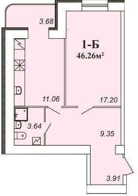 1-кімнатна 46.26 м² в ЖК Парковий від 13 000 грн/м², Чернігів