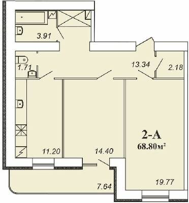 2-комнатная 68.8 м² в ЖК Парковый от 13 800 грн/м², Чернигов